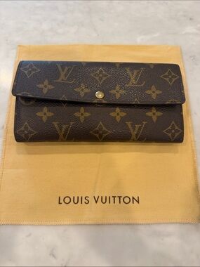 Louis Vuitton Monogram Canvas Continental Wallet in Brown with Gold Hardware